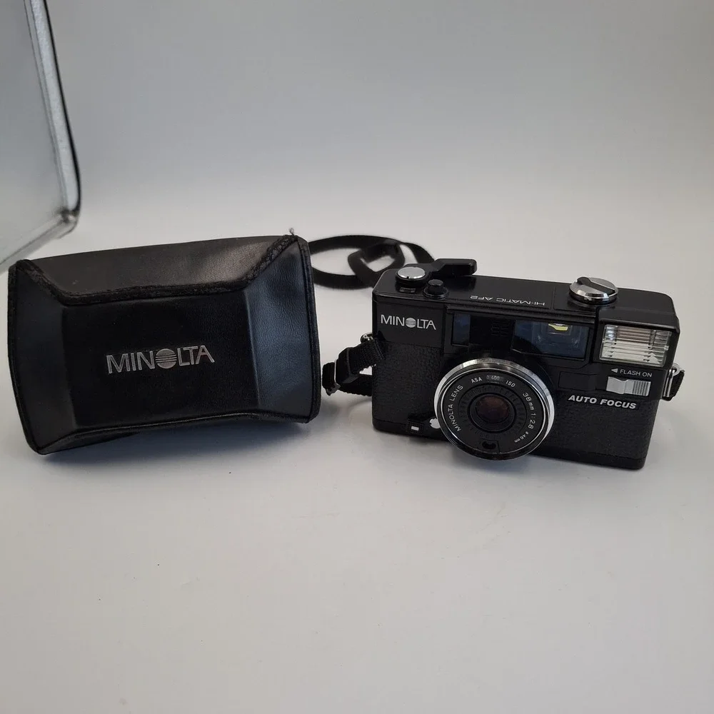 Vintage Minolta Hi-Matic AF2 35mm Point & Shoot Film Camera W/ Case * For Parts
